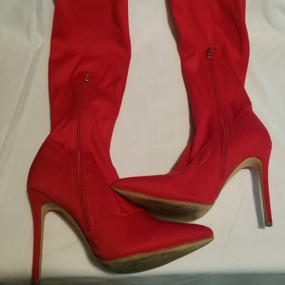 Red Thigh High 4" Heels - Picture 1 of 4